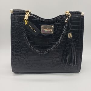 268- bebe Natalie Croco Shopper Large Women's Tote Bag NWT